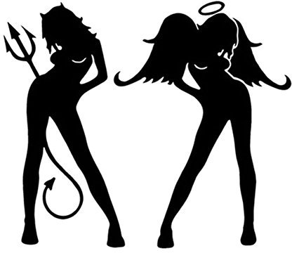 Porfeet Autocollant De Voiture, Ange Et Diable Sexy Girl étanche Véhicule Decor Autocollant Voiture Moto Autocollant Noir