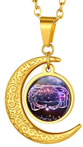 Suplight Unisex 12 Sternzeichen Collier personalisiert Edelstahl Runde Sternbilder Anhänger Halskette Name Gravur Münzenkette Horoskop Tierkreis Schmuck Geschenk für Damen Herren Jungen Mädchen
