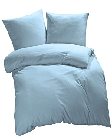 etérea Microfaser Bettwäsche 140x200 cm + 70x90 cm Uni Microfaser Hellblau | 100% Polyester · Soft-Peach-Veredlung · Reißverschluss · 60°C waschbar · Ganzjahres · STANDARD 100 by OEKO-TEX