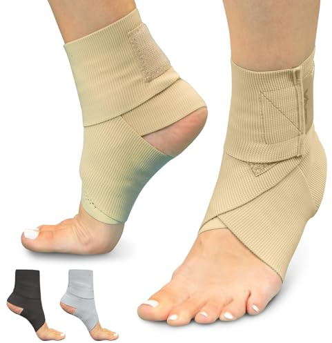 Vive Ankle Wrap (2 Pack) - Strap Heel Brace Stabilizer for Sprained Foot - Breathable, Soft, Firm Compression Sport Sleeve for Swelling - Adjustable Nonslip Elastic Support for Tendonitis (Women, Men)
