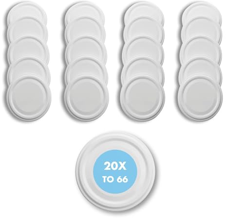 Flaschenbauer - Twist Off Ersatzdeckel 20 Stk. Weiß 66mm - Deckel für Einmachgläser - TO 66 Schraubdeckel für Gläser, Einmachdeckel für Marmeladengläser, Aufbewahrungsgläser - Made in Germany