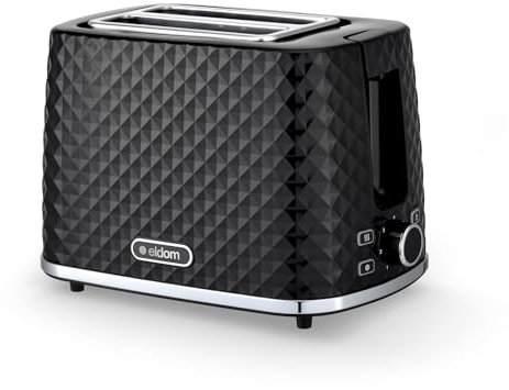 eldom TO280C tosti Toaster | 7 Röststufen | Defrost-Funktion | mit integrierten Brötchenaufsatz | Krümelschublade | 930W | Schwarz