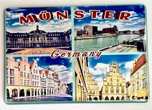 Generisch Münster Magnet Souvenir 1x 8 x 5,5 cm Epoxyd-Papier-Magnet Rechteckig Stadtlandschaft Kühlschrankmagnet