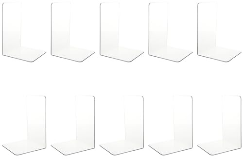 GOYADA 10 Stück Buchstützen aus Acryl, Buchstützen Transparent für Bibliothek, Schule, Büro und Zuhause, Buchstützen Acryl Transparent, Robust Buchstützen aus Kunststoff