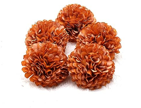 LIBERGA 20 Pezzi Fiori Artificiali Di Ortensia, Accessori Per La Decorazione Della Casa Di Nozze Teste Di Fiori Senza Stelo, Fiori Finti Estetici Decorazioni Artigianali, Arancione Scuro