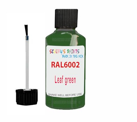 SCOOBYS PAINTS BACK IN THE MIX Anti Rust Direct to Metal Paint Protection prevents Corrosion indoor & Outdoor gloss Finish (30ML Tester Bottle, RAL6002 Leaf green)