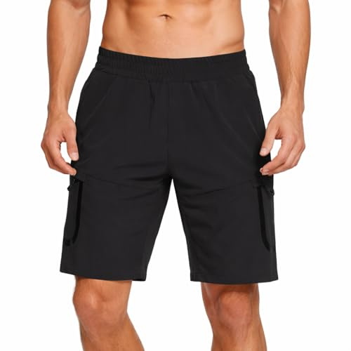 Blu Apparel Utomhussportshorts för män – lätta snabbtorkande vandrings- och löparshorts med blixtlåsfickor, andningsbara atletiska shorts för gym, resor och fritidskläder