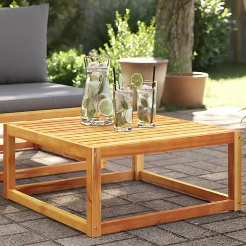 Homgoday Gartentisch Beistelltisch Couchtisch Balkontisch Kaffeetisch Gartenmöbel Terrassentisch Loungetisch Gartenmöbel Tisch 65x65x29 cm Massivholz Akazie