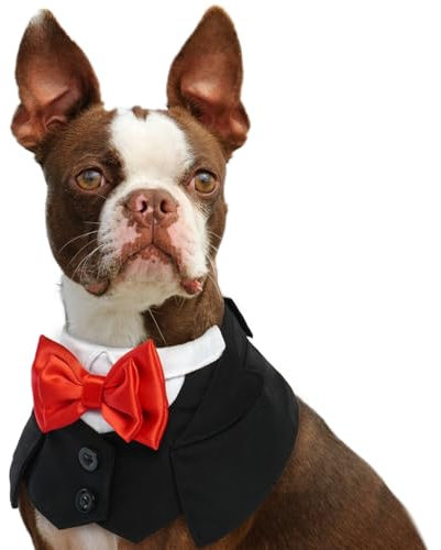 Hundebandana, Smoking Hundehalstuch Hunde Bandana Weihnachten Hundehalstuch Verstellbar Krawatte Hund Dreieck Schal Formale Hochzeit Party(Schwarz, S)