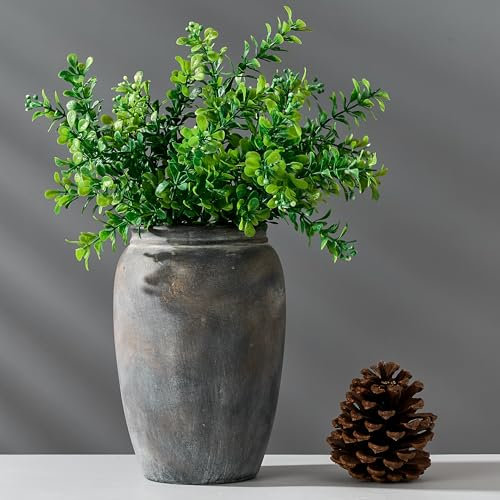 PORCER Vaso rustico in ceramica da 20 cm, decorazione per la casa, vaso decorativo per soggiorno, ingresso, pavimento, vacanze, matrimoni, bronzo nero