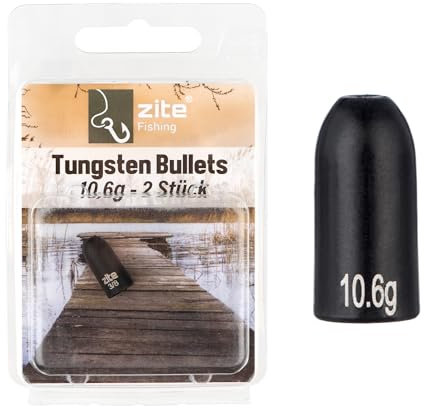 Zite Fishing Tungsten Bullet-Gewichte 3,5-14g | Finesse Carolina & Texas Rig Angel-Gewichte Set | Matt-Schwarz Beschichtet | Barsch & Zander Angeln Montagen Wolfram Weight (10,6g)