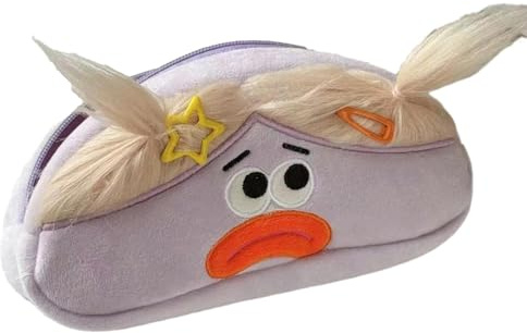 Joucien Creative and quirky explosive pencil case, cute plush large capacity stationery storage bag - purple doll [hair accessory set]