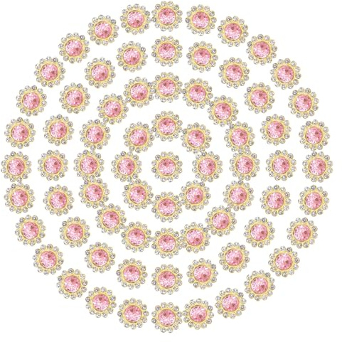 PATIKIL 200 st strass kristaller 12 mm 2 lager rosa | Sy solros blomma klor strass kristaller glas ädelstenar metallbas för brudklänning kläder dekoration hantverk