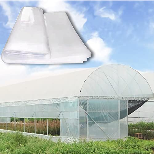 Bâche en polyéthylène transparent robuste 10 x 10 m, 120 microns d'épaisseur, idéale pour les serres, les tunnels agricoles, la peinture, couverture en plastique robuste pour sols résistants à la
