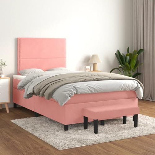 LAPOOH Boxspringbett mit Matratze Rosa 120x200 cm Samt, Bett, Bed Frame, Familienbett, Bettrahmen, Bett Gestell, Bett Rahmengestell, Schlafzimmer Bett - 3137778