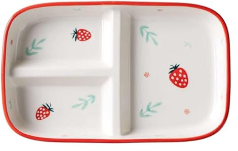 Platos de cena divididos de cerámica para adultos, estilo japonés, platos cuadrados con control de porciones, ideales para cenas temáticas de fresas