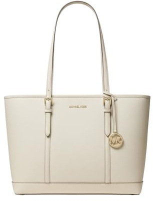 Michael Kors Damentasche Satchel aus Leder mit Obergriff, 2 Fächern und 2 Taschen, Klassischer Stil, Beige, Modell 35F0GTVT9L-LT-CREAM, 44 x 29 x 16 cm