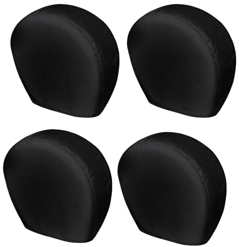 Riuog 4 Pack Tire Covers - Faux Leather Tough Wheel Protector for Truck, SUV, Trailer, Camper, RV Tire Covers RV Universal Fits Tire (Black, Fits Tire Diameters 26''-28.75'')