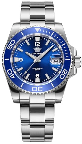 ADDIESDIVE Reloj sumergible para hombre, automático, 200 m, NH35A, reloj automático para hombre, BGW9, con bisel de cerámica, reloj analógico para hombre, AD2085, turquesa, Clásico