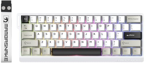 MAMBASNAKE X60 HE Rapid Trigger Magnetic Keyboard, 0.01mm RT Accuracy Gaming Keyboard, Magnetic Switch, Tri-Mode, 0.125ms Latency, 8K Polling Rate, 4000mAh, for Gamer - White