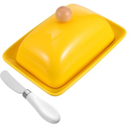 HOLIDYOYO 1set Contenitore Ceramica Per Burro e Formaggio Con Coperchio Piatto Multiuso Per Cucina Per Conservare e Servire Snack e Dessert