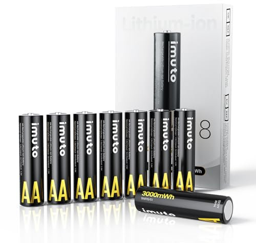 imuto 8 batterie AA ricaricabili al litio 1,5 V (3000-IMU8AA)