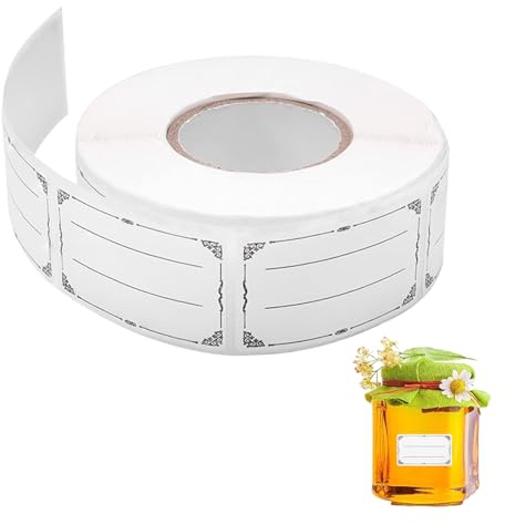 Hsyadazi 1 Rolle 600 Stück Etiketten Selbstklebend (30x50mm) - Weiße Beschriftungsaufkleber für Gläser, Flaschen & Tüten - Gefrier- & Mikrowellenfest
