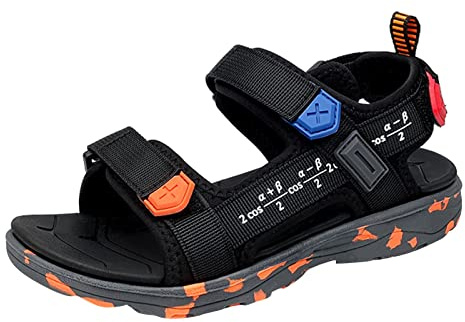 Sandales clignotantes pour garçon Light Boy Sandales grandes enfants Soft Bottom Boy Chaussures de plage Chaussures de bain pour bébé, Noir , 36 EU