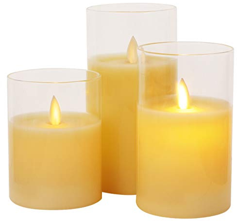 NUOBESTY 3pezzi Lampade Candela Led Candele Finte Elettriche Con Telecomando Batterie Decorazioni Per Interni e Esterni Senza Fiamma Sicure Per Uso Familiare