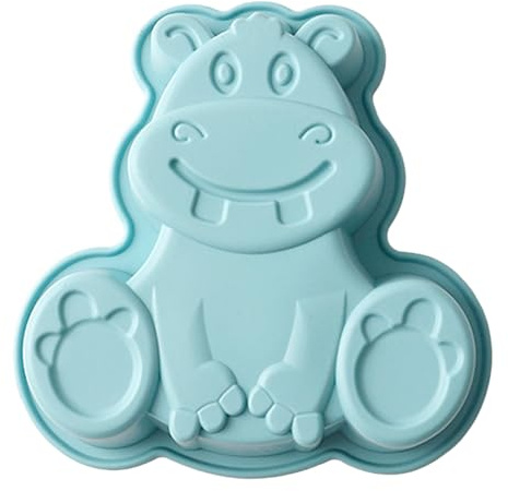 WishesMar Silikonform Form einer Flusspferd Hippo Flexible Backform Antihaft Küche Besondere Silikonbackform Tortenformen Kuchenbackform Silikon Form für Brot, Torte, Cake, Backen, Große Gelee