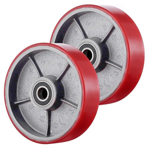 2 Stück Hubwagen Rad Polyurethan(PU) 180X50mm Achse 20mm inkl. Kugellager | Max. Belastung 3000 KG