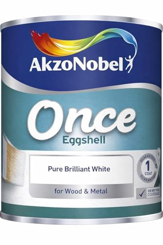 AXpower Inspirational Technology Empowering People Once Eggshell Paint – One Coat Durable Finish, Pure Brilliant White, Ideal for Doors, Skirting Boards, Trim and Furniture, 750ml Tin