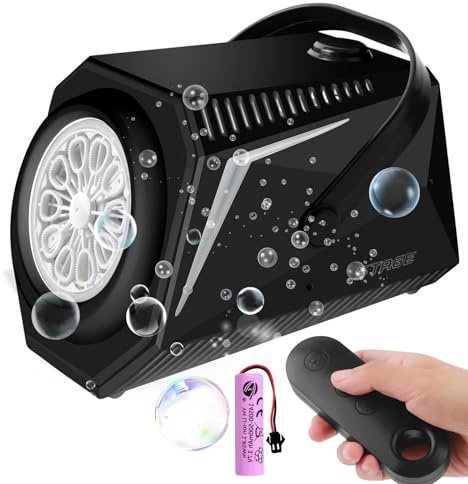Bubble Machine for Kids with Remote - Rechargeable Battery LED Bubbles Machine 15000+ Bubbles/min for Outdoor Garden Wedding Birthday Parties, Leak-proof Electric Bubble Makers for Kids