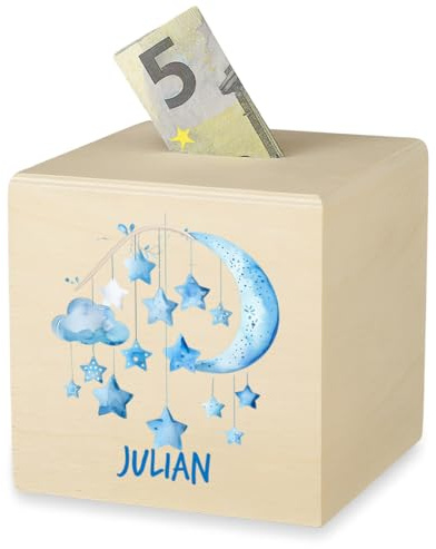 polar-effekt Spardose aus Holz personalisiert für Kinder mit Motiv Traumfänger Münzen & Scheine - Sparbüchse mit Namen