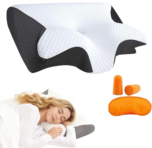 Zoefun Oreiller Apnée du Sommeil, Oreiller Anti Ronflement et Apnée Positionnelle, Coussin Ergonomique Cervical Mémoire de Forme pour Dormeurs de Côté, de Dos et sur Le Ventre (Noir)
