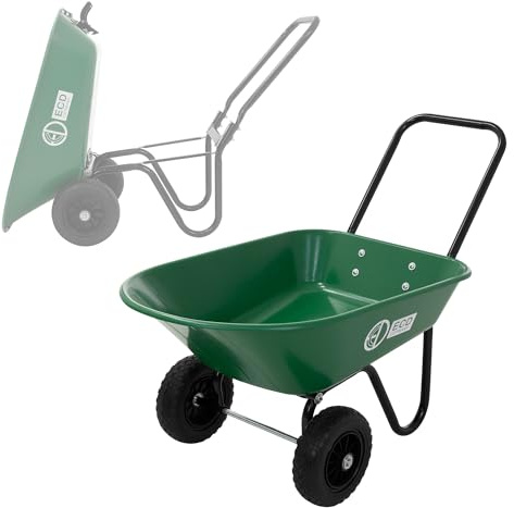 ECD Germany Chariot à Brouette 78L avec Fonction de Basculement avec Cadre en Acier, 2X Pneus PU et Bac en PP, Charge de 100 kg Équipement Polyvalent Extérieur Chantier Jardin Cour Manutention