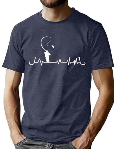 VVNTY T-shirt de pêche à manches courtes pour homme avec battement de cœur