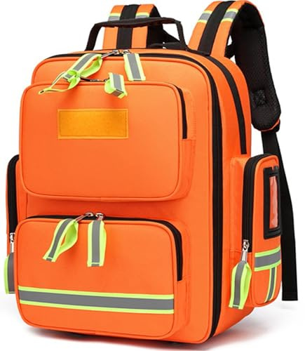 REHOOF Zaino per Traumi di Emergenza,Grande capacità Borsa di Primo Soccorso con Riflettente, Zaino Infermiere Domiciliare, Zaino Emergenza, Borsa Medicale per Campeggio,Escursionismo,Trekking C