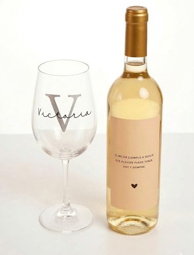 Pack Regalo Copa de Vino + Botella Personalizados - Vino Personalizado para Regalo - Regalos Originales para Parejas, Día de la Madre, Día del Padre o Cumpleaños