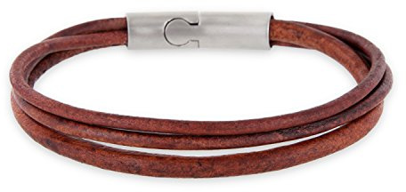 Auroris 3-Strang Echtleder-Armband Magnetverschluss aus Edelstahl mit matt-Optik - Farbe/Länge wählbar
