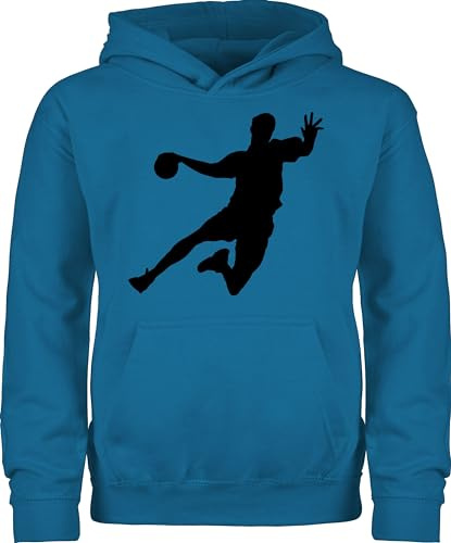 Kinder Hoodie Jungen Mädchen - Sport Kleidung - Handballer I Geschenk Handballer I Handball Geschenke - 140 (9/11 Jahre) - Himmelblau - baumwollpullover hoody 25. geburtstag wm kinderpulli pullover
