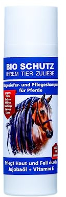 BIO SCHUTZ Ungeziefer- und Pflegeshampoo für Pferde 200ml | pflegt Fell und Haut durch Jojobaöl und Vitamin E; auch für Fohlen geeignet.