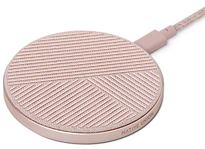 Native Union Drop Cargador Inalámbrico - [Qi Certified] 10W Pad Antideslizante de Carga Rápida para Dispositivos Inalámbricos - Compatible con iPhone 12/12 Pro/12 Pro Max/12 mini/11/11 Pro(Rose)