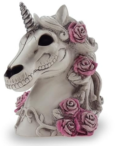 Gothic Unicorn Skull Piggy Bank Sugar Skull Gift for Women Adults Halloween Skeleton Day Dead Goth Home Decor