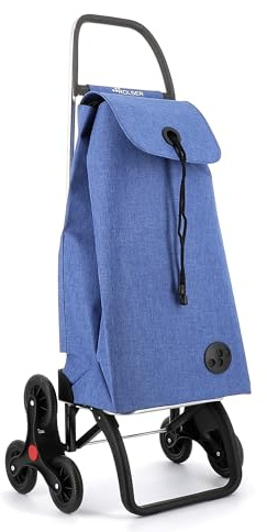 Rolser Chariot de Course I-Max Tweed 6 Roues Monte escaliers - Bleu