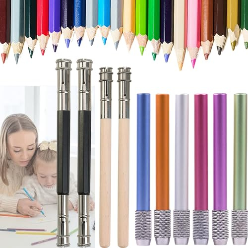 XUBX 10 Stück Bleistiftverlängerung, Bleistiftverlängerer, Bleistift Extender, Stifteverlängerung, Stifte Holder, Stiftehalter, verstellbarer Stifthalterverlängerer, Verlängerung von Bleistift