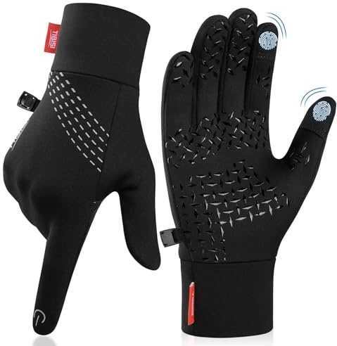 PULIOU Handschuhe Herren Damen Winter Warme Fahrradhandschuhe Winterhandschuhe Fahrrad Handschuhe Sporthandschuhe Laufhandschuhe Touchscreen Winddichte rutschfest Elastisch M