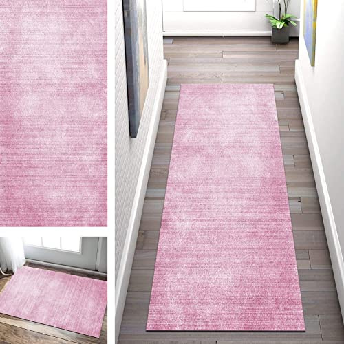 SGLGSTORE Teppich Läufer Flur rutschfest Rosa Korridor Waschbar Küchenläufer, Modern Polyester Schlafzimmer Wohnzimmer Teppichläufer Breite 50/60/ 70/80/ 90/ 100cm (Color : A, Size : 60x120cm)