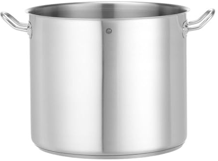 HENDI Kochtopf, Hoch, ohne Deckel, geeignet für alle Herdarten, flacher Boden, kühl bleibende Griffe, Induktionskochtopf, Bratentopf, Fleischtopf, 21L, ø320x(H)270mm, Edelstahl, Aluminium