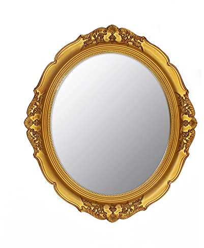 YCHMIR Specchio ovale da parete, 37,6 x 33,3 cm, stile vintage, colore: oro